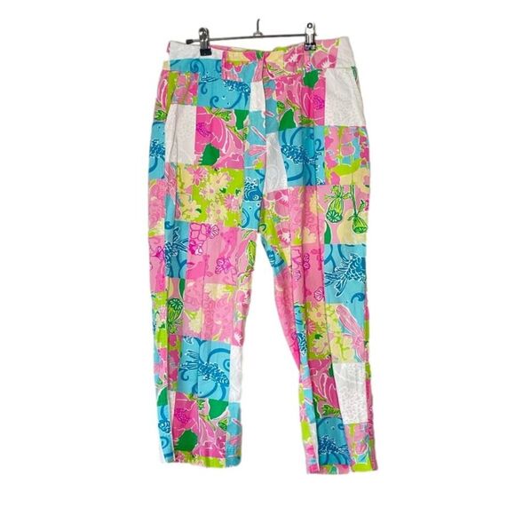 Lilly Pulitzer preppy patchwork summer cropped pants sz. 8 #AC - Picture 1 of 8